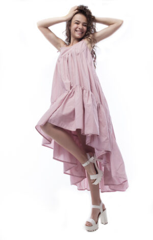 Pink Silk Ruffle Elegance Dress