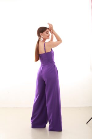 Purple Chic Belted Sleeveless Jumpsuit