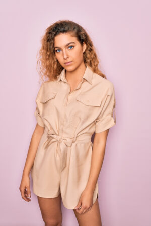 Light Brown Chic Shirt-Style Jumpsuit